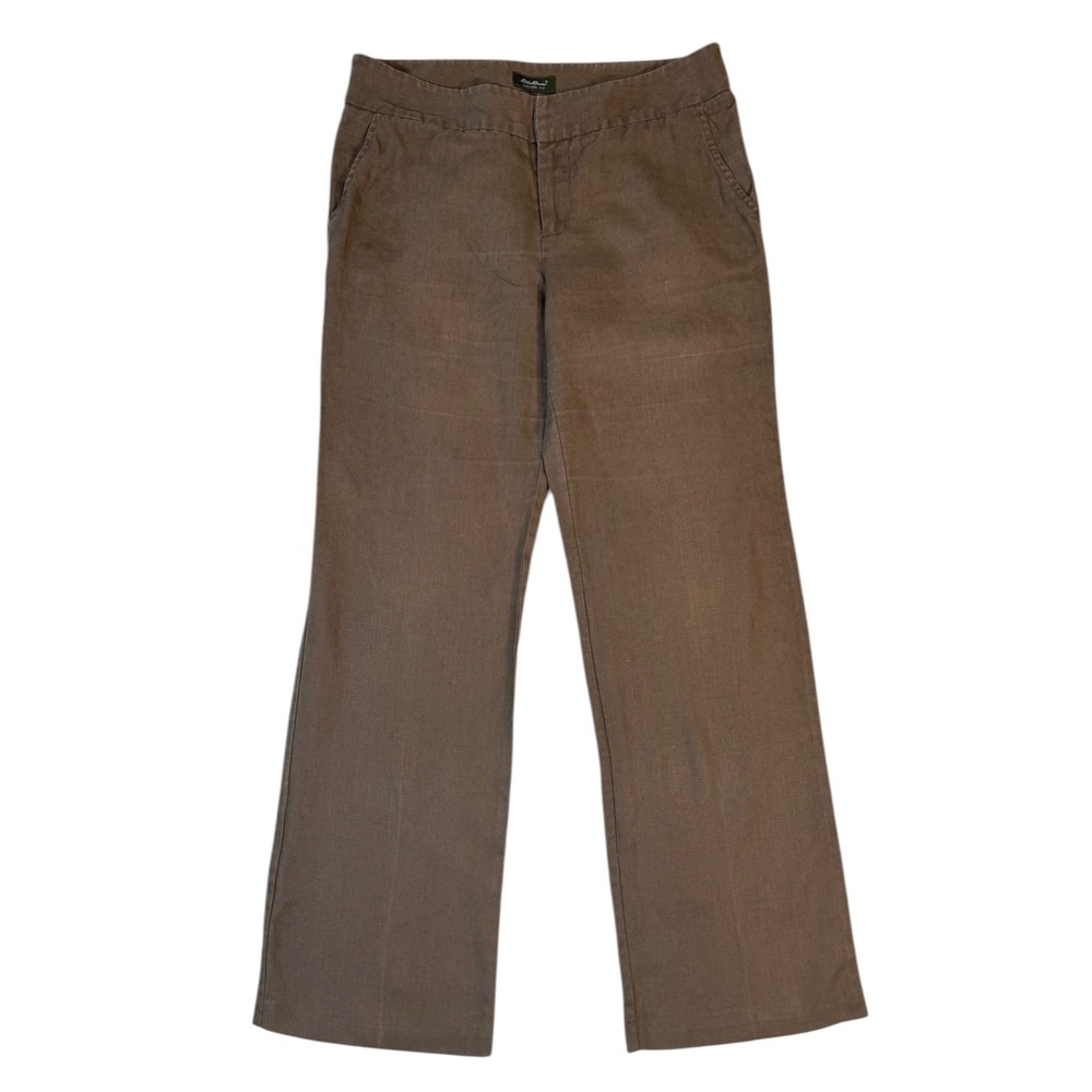 Eddie Bauer Women's‎ Linen Blend Brown Vashon Fit Pants Size 6 Wide Leg